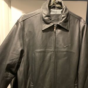VINTAGE Nike Leather Jacket Adult Medium Black Coat Mens Size M